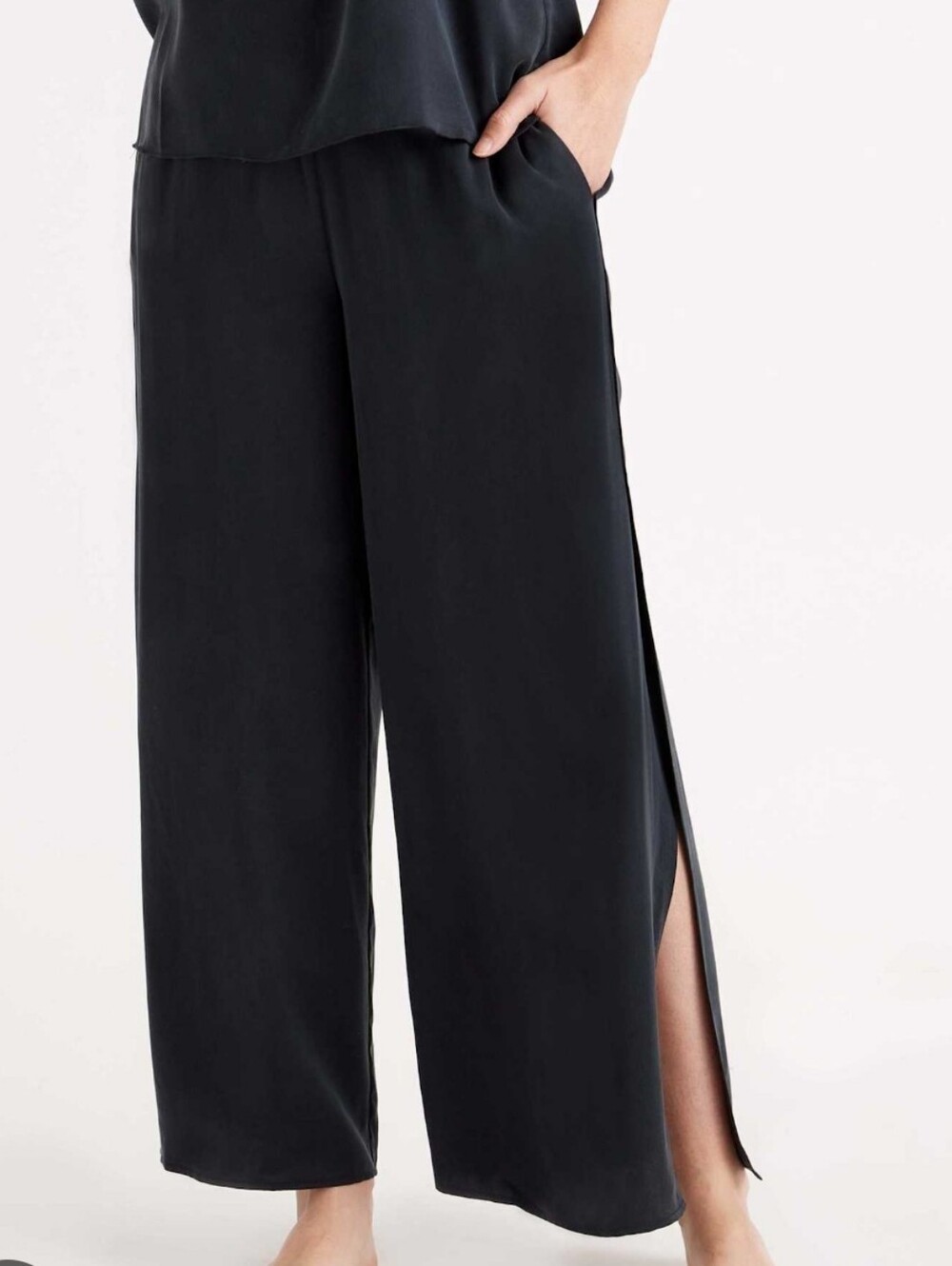 Quince 100% Washable Silk Pajama Pants Black Medium